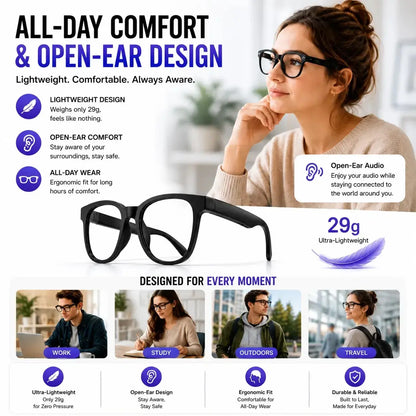 AI Smart Glasses with 8MP Camera, Photo & Video Recording, Translation, Bluetooth Music & Calls, Auto Transition Lenses