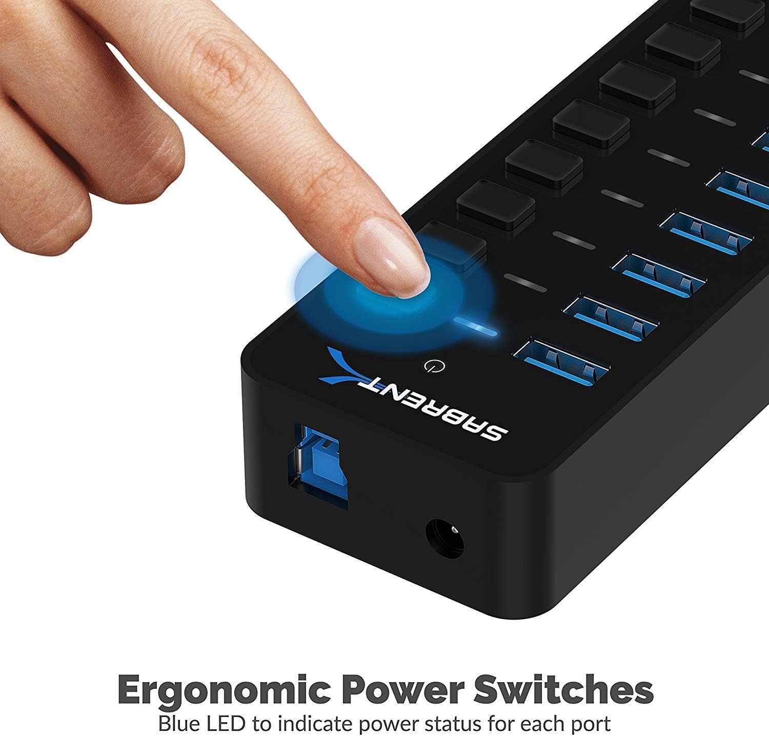 Expand Your Connectivity with the 10-Port 60W Powered USB 3.0 Hub - Individual Power Switches & LED Indicators for Ultimate Control