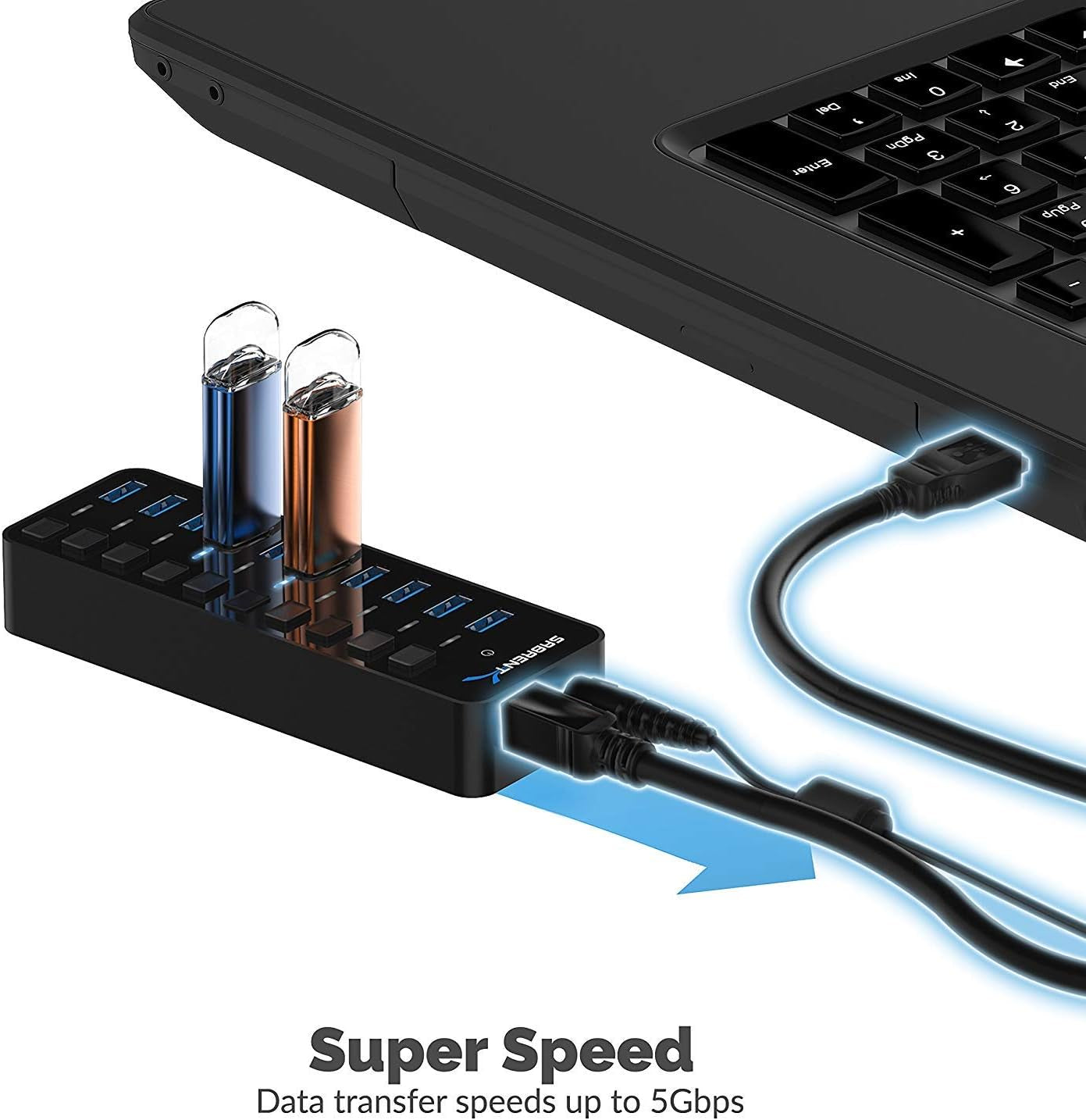 Expand Your Connectivity with the 10-Port 60W Powered USB 3.0 Hub - Individual Power Switches & LED Indicators for Ultimate Control